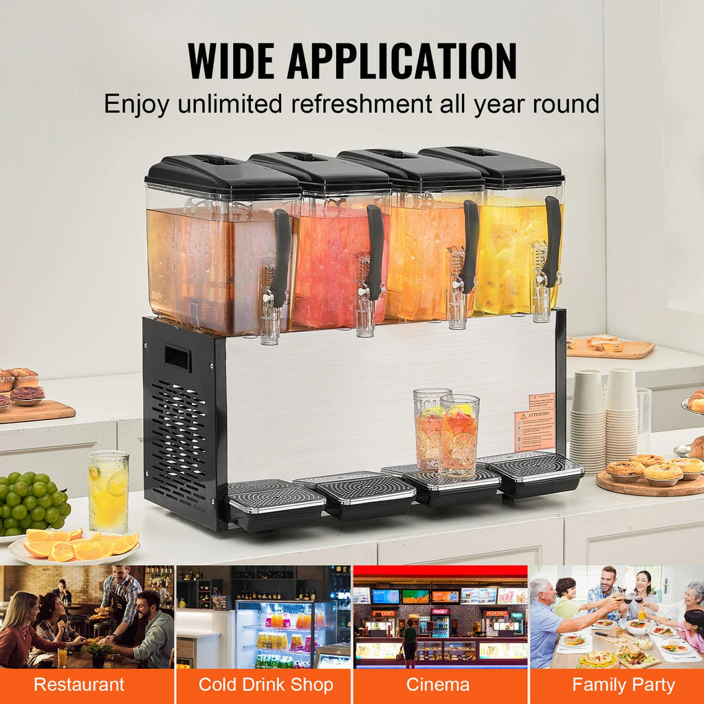 Commercial Beverage Dispenser 4 Tanks 10L/12L Per Tank