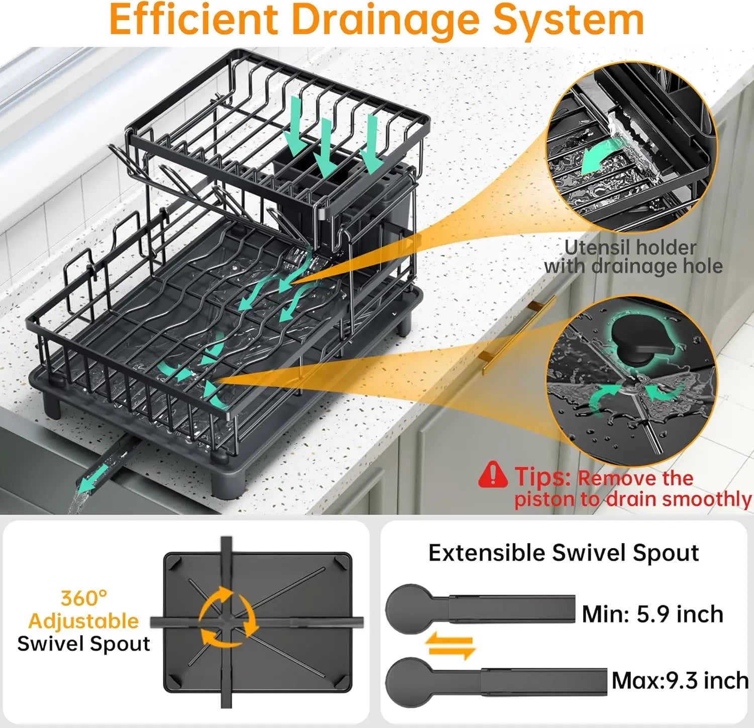 2 Tier Dish Rack Counter