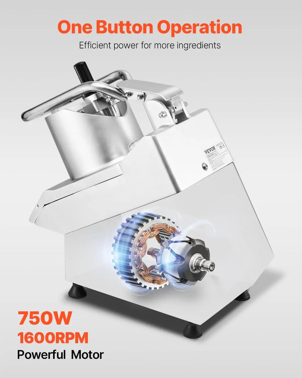 Food Processor with 2 Holes, Stainless Blades