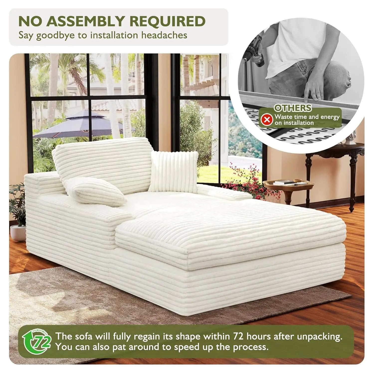 71.3" Chaise Lounge Chair Indoor