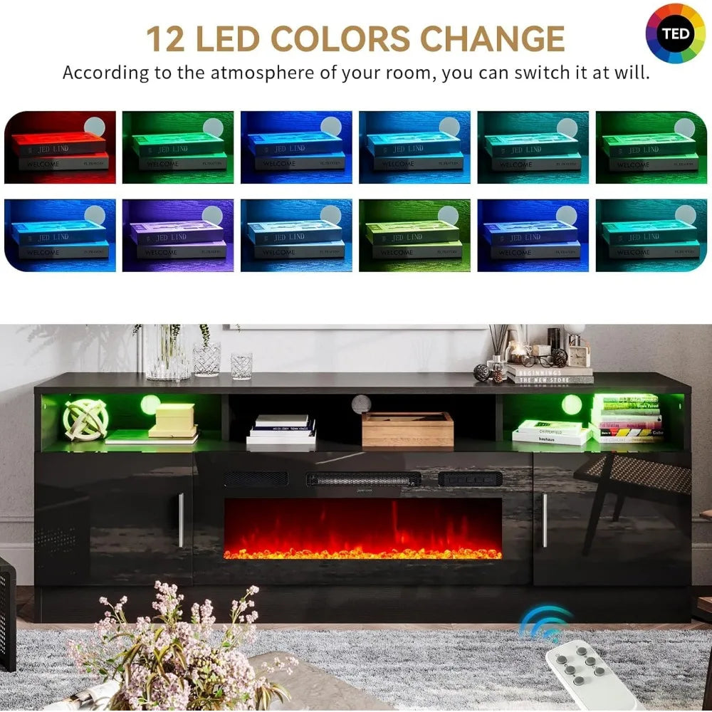 70" Fireplace TV Stand LED Light