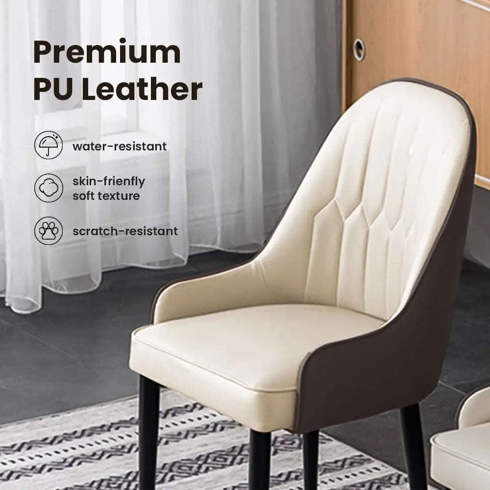 2 PU Leather Beige Wingback