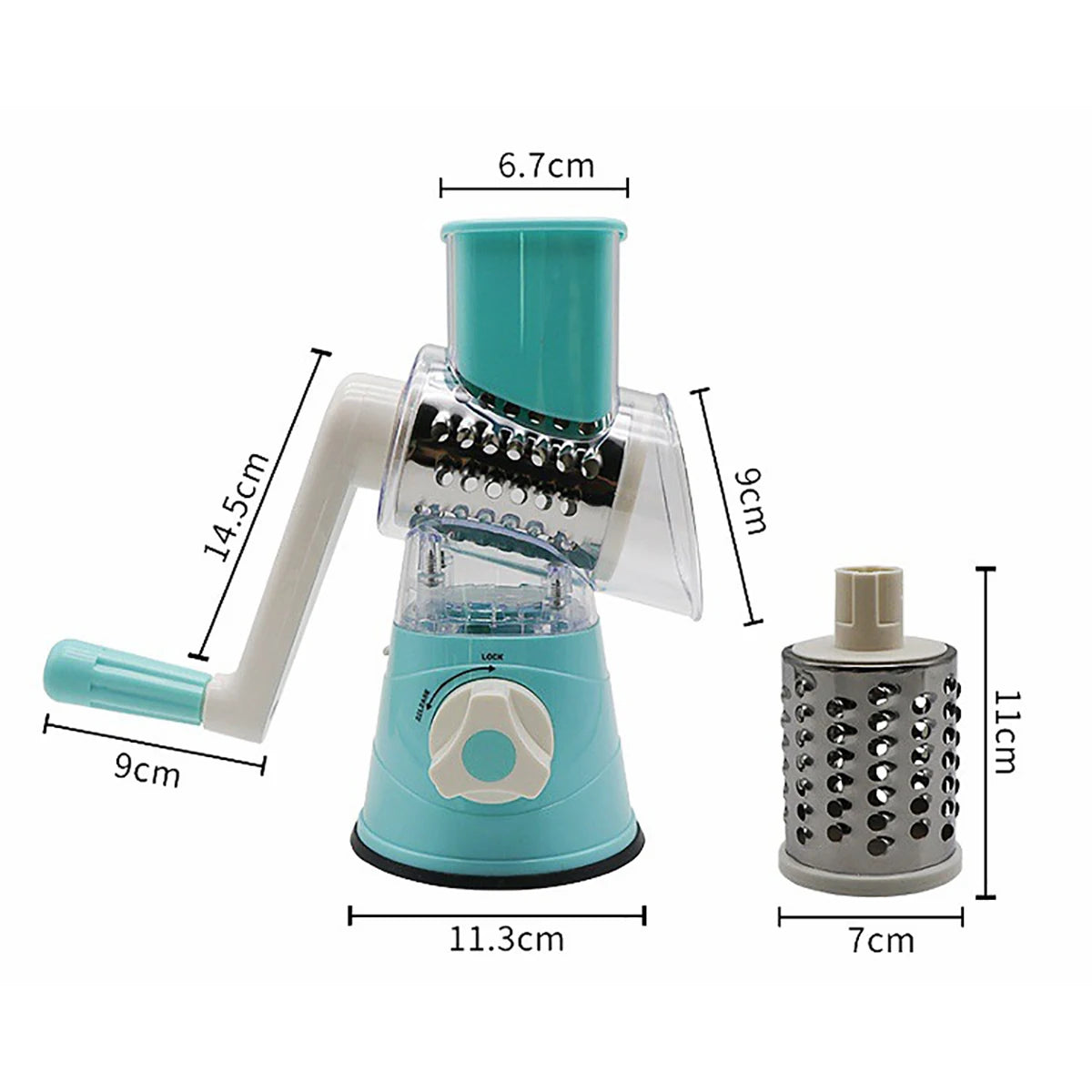 Vegetable Slicer Shredder, 3 Drum Manual Grater