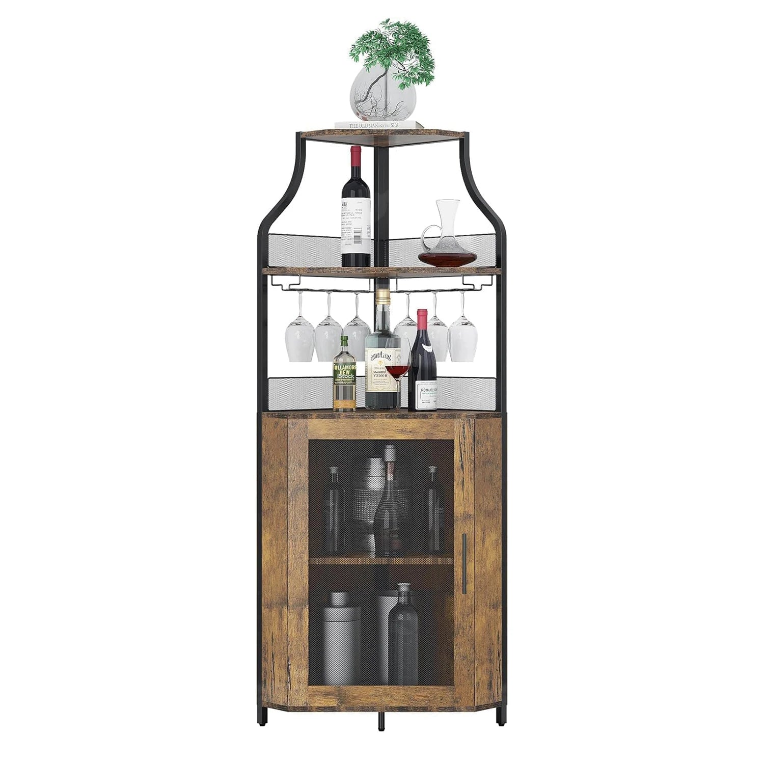 Corner Wine Rack W/Glass Holder