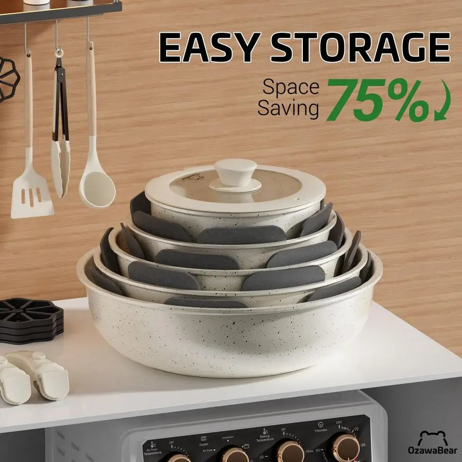 23 Pcs Pans Set Non-Stick, Ceramic Cookware