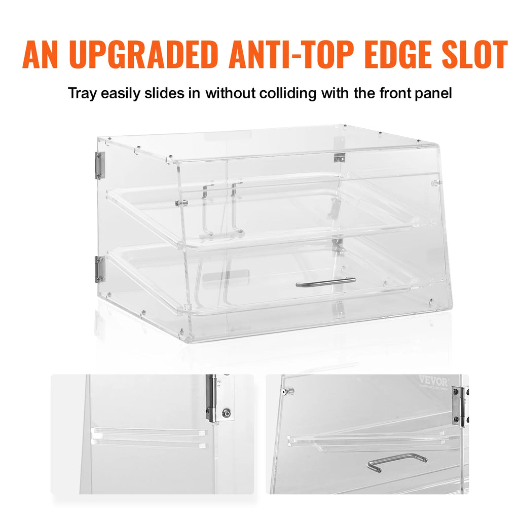 2 Tray Clear Pastry Display Case Acrylic Commercial