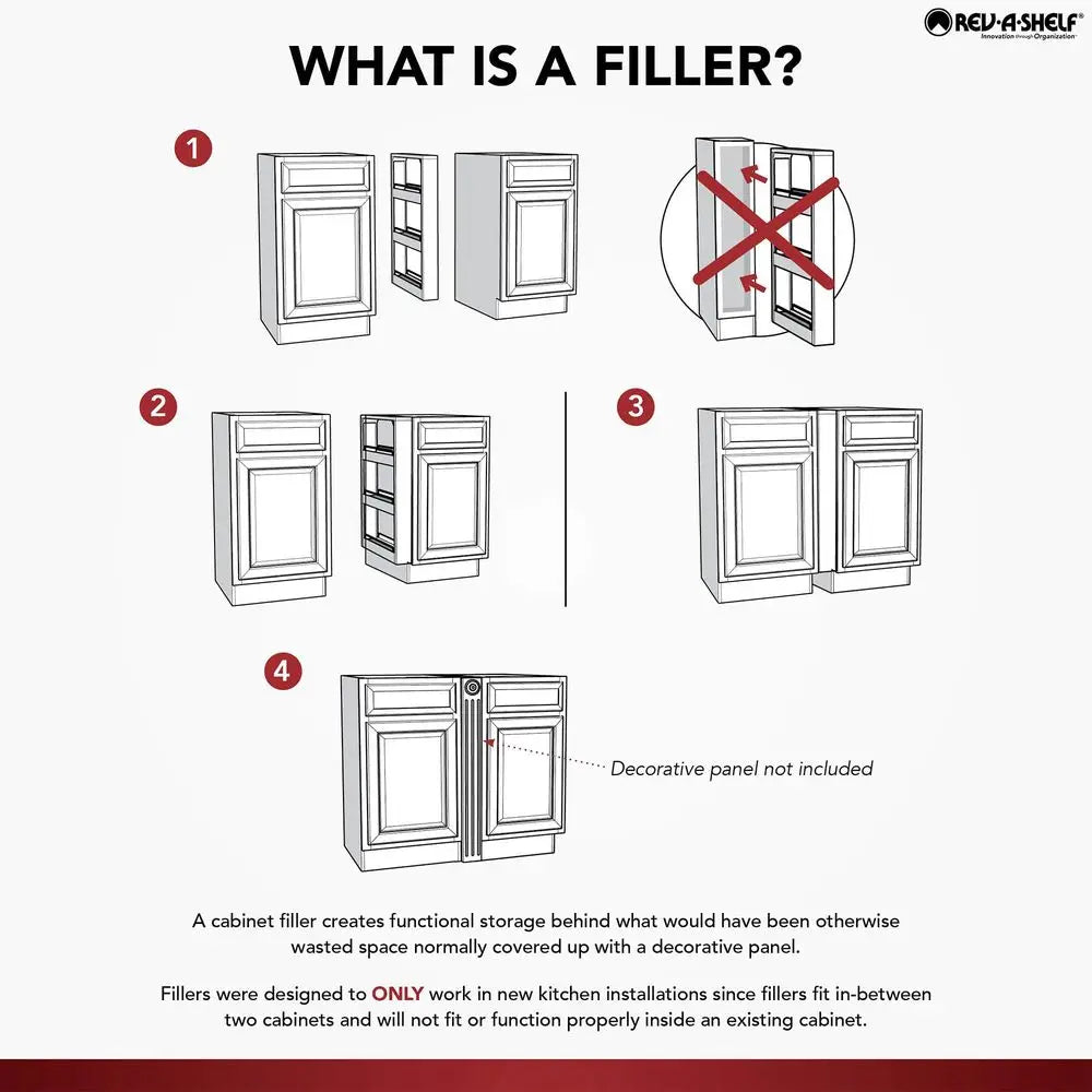 Pullout Filler for Between Base Cabinets Wooden 6WX30H