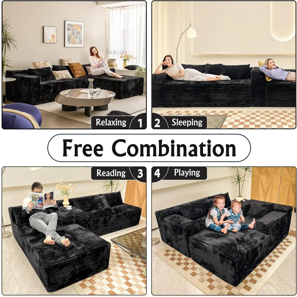 104" Black L-Shape Sectional