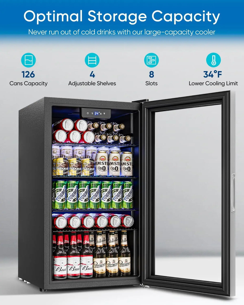 3.2 CF 126 Can Mini Fridge w/Glass Door f