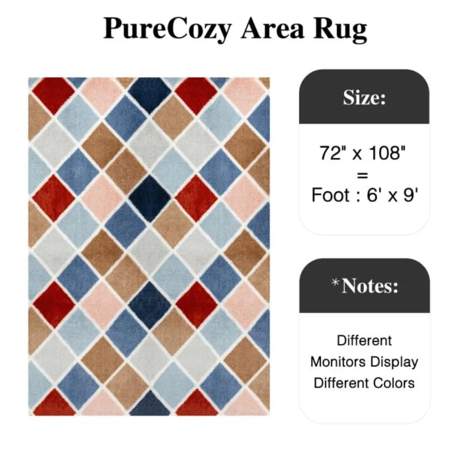 6x9 Checkered Rainbow Modern Soft