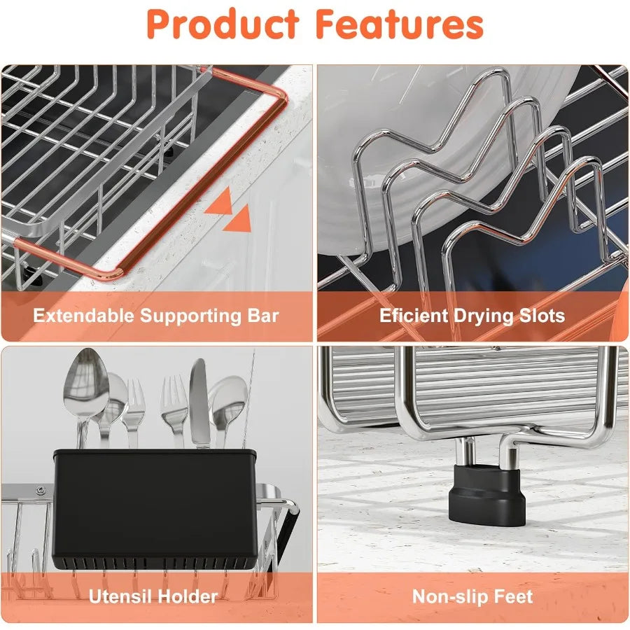 Dish Rack Sink Expandable Stainless Steel