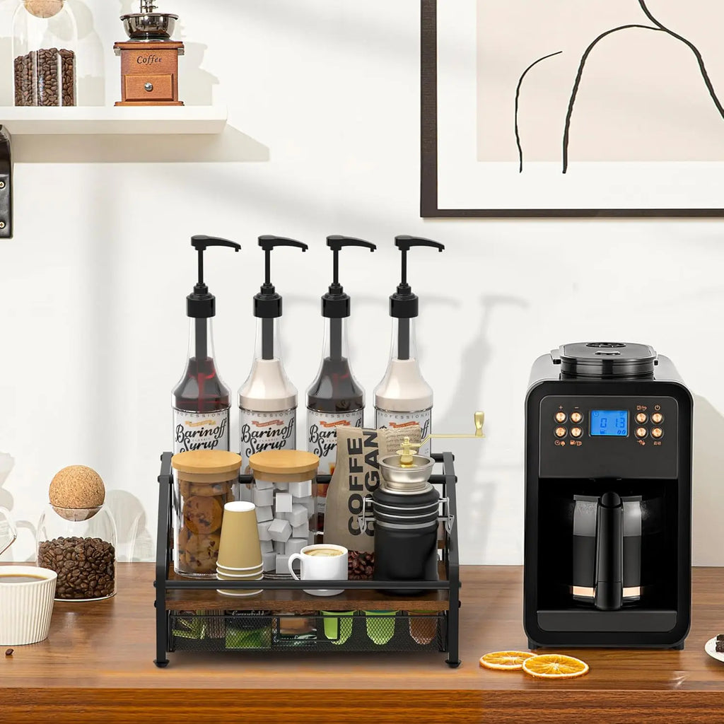 3-Tier Coffee Syrup Rack/35 K-Cup Storage/Coffee Bar
