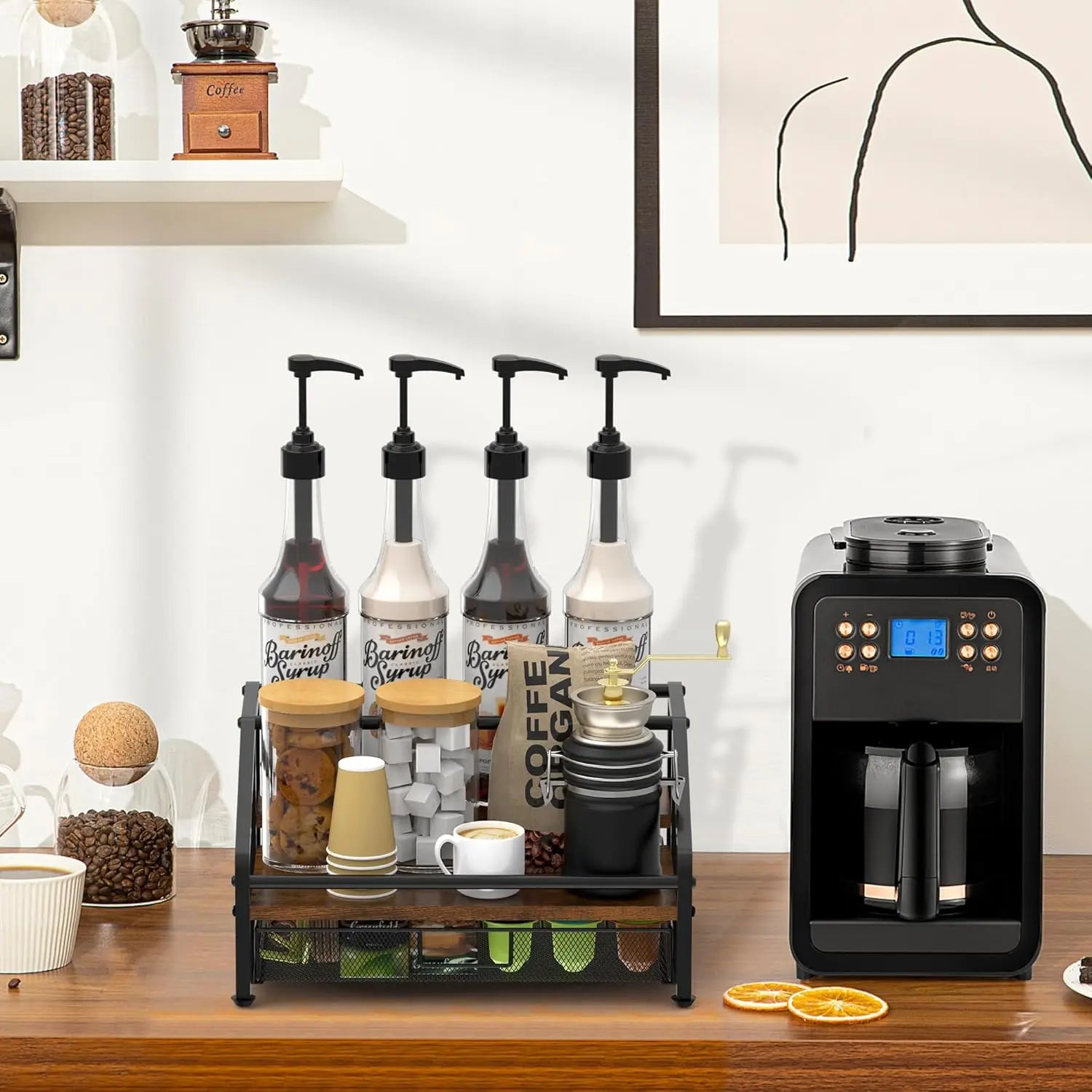 3-Tier Coffee Syrup Rack/35 K-Cup Storage/Coffee Bar