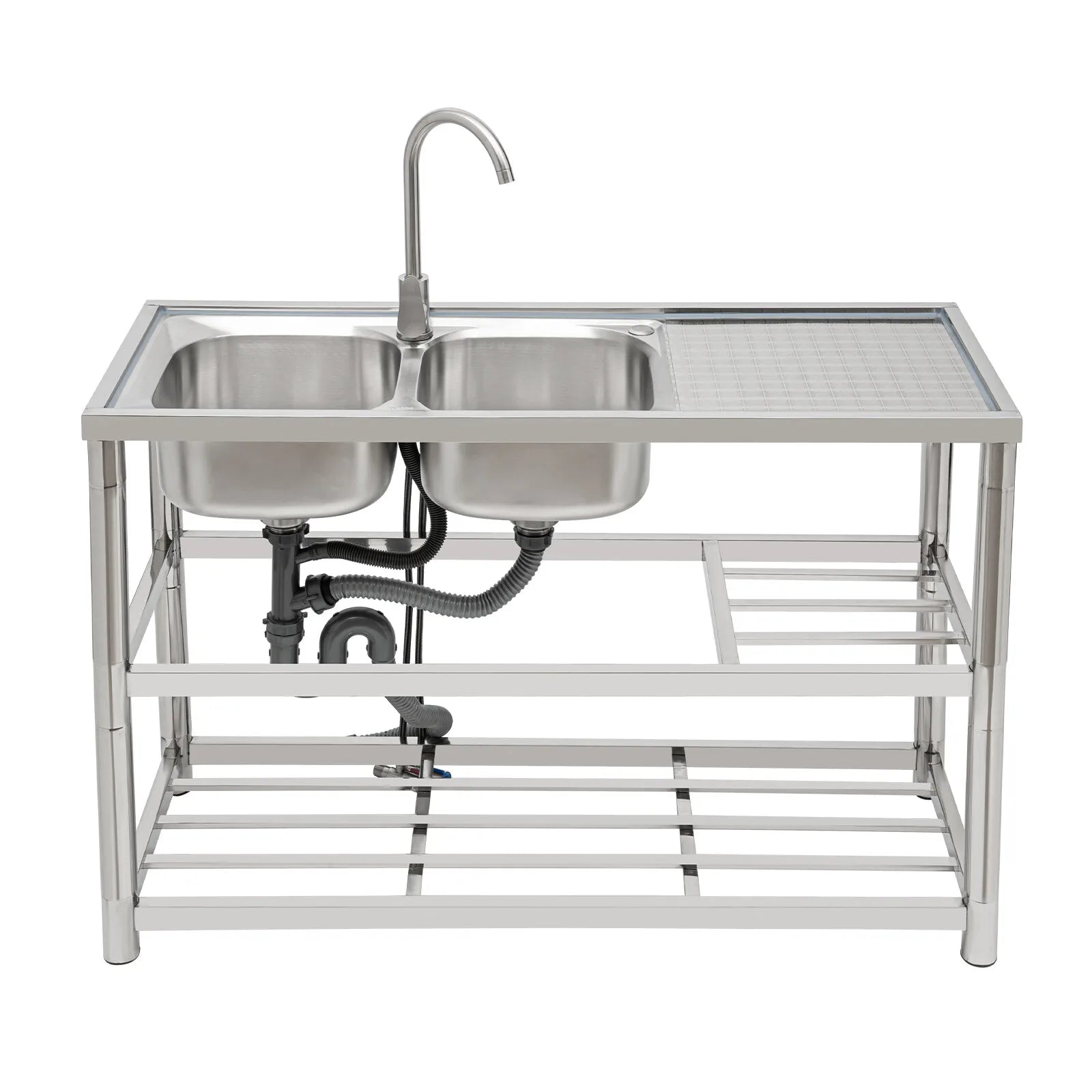 Stainless Free Standing Commercial Double Bowl