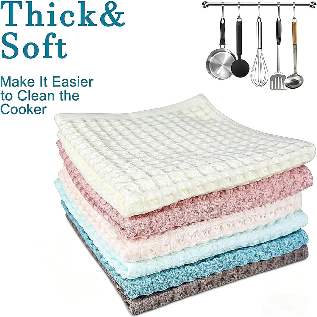 6 Kitchen Towels 100% Cotton Waffle