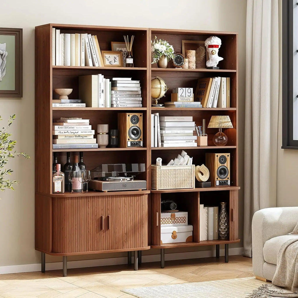 71" 4-Tier Wood Bookshelf w/Cabinet