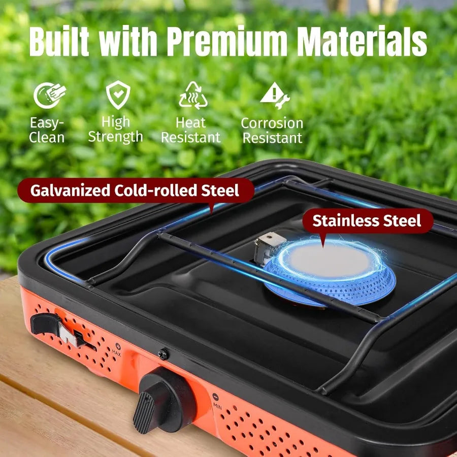 Portable Camping Stove 2 Burner Propane Foldable