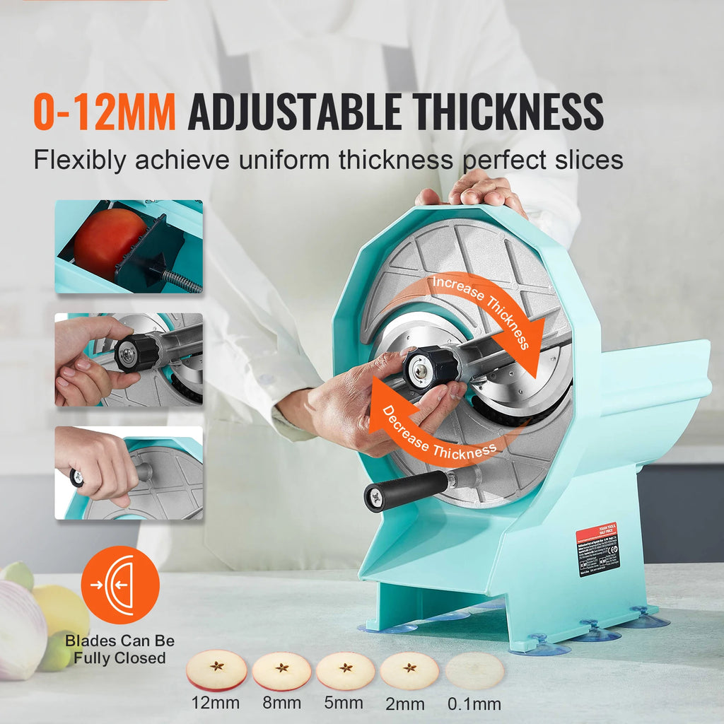 Commercial Manual Vegetable Fruit Slicer 0-0.5"/0-12mm Adjustable