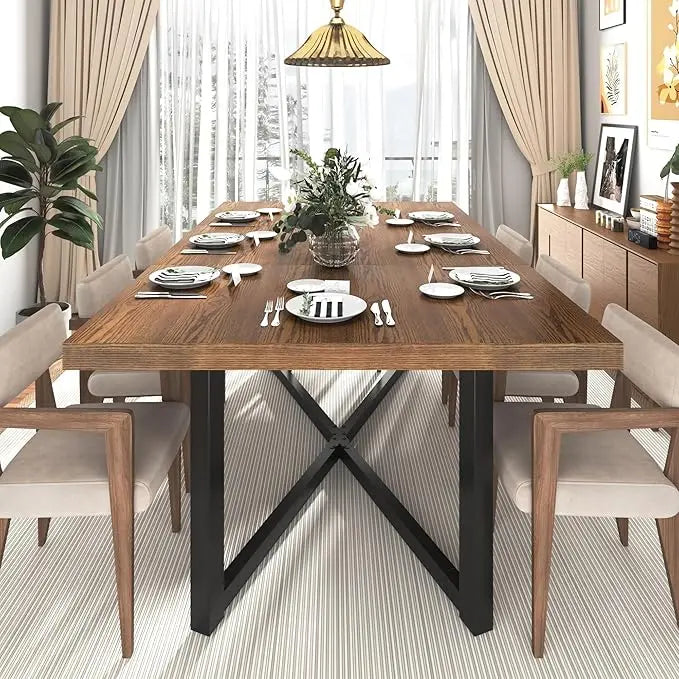 71" Farmhouse Solid Wood for 4, 6, 8 Rustic Large