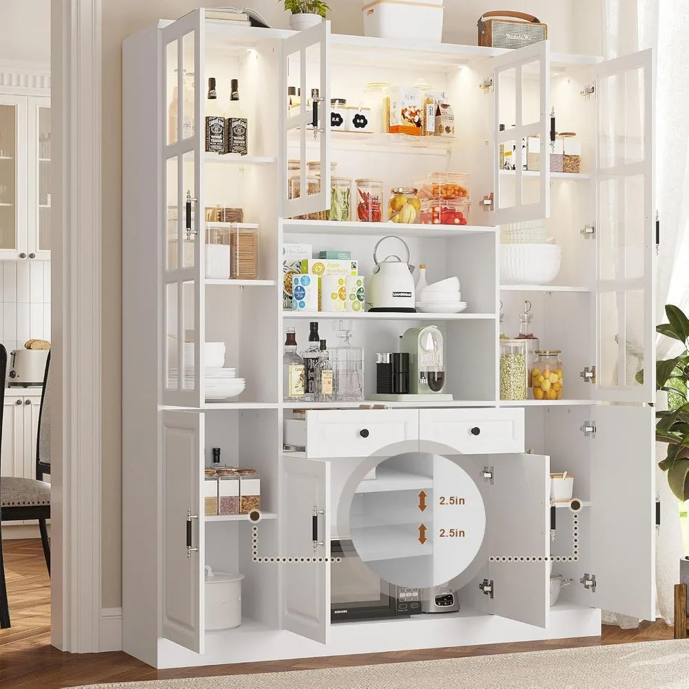 78.7 White Cabinet with Glass Doors