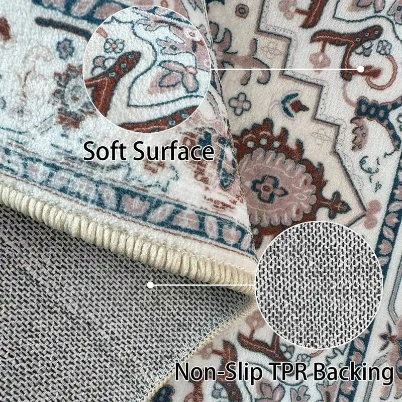 6x9 Washable Boho Ancient White