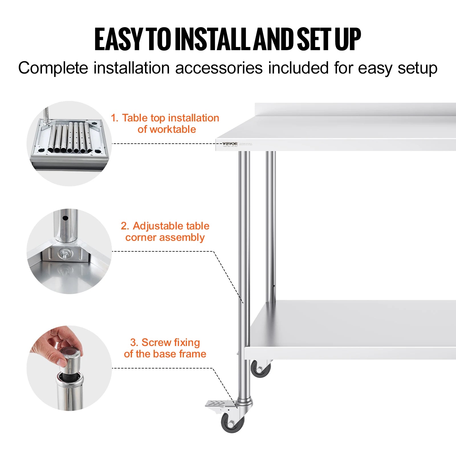 Stainless Worktable Commercial Food Prep