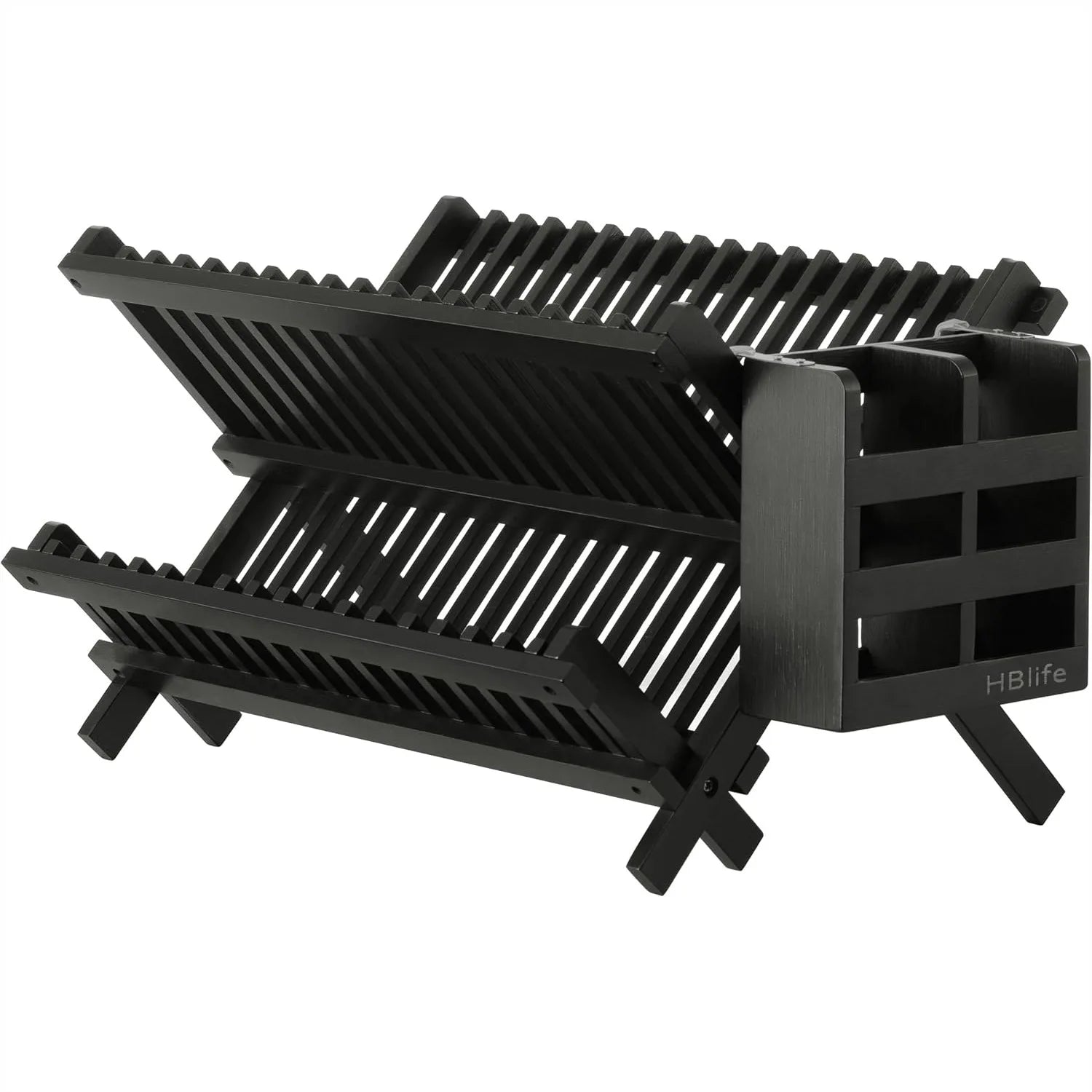 Bamboo Folding 2-Tier Dish Rack Collapsible