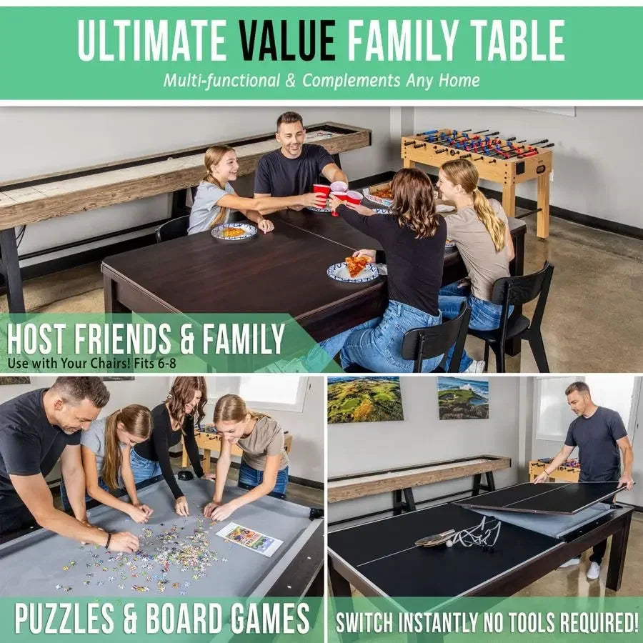 3 in 1 Pool, Dining, Table Tennis Combo, benches