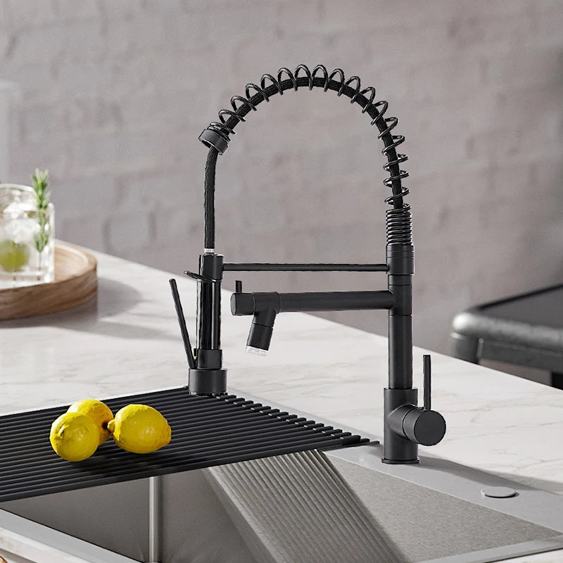 Gold Single Pull Out Spring Spout Mixers