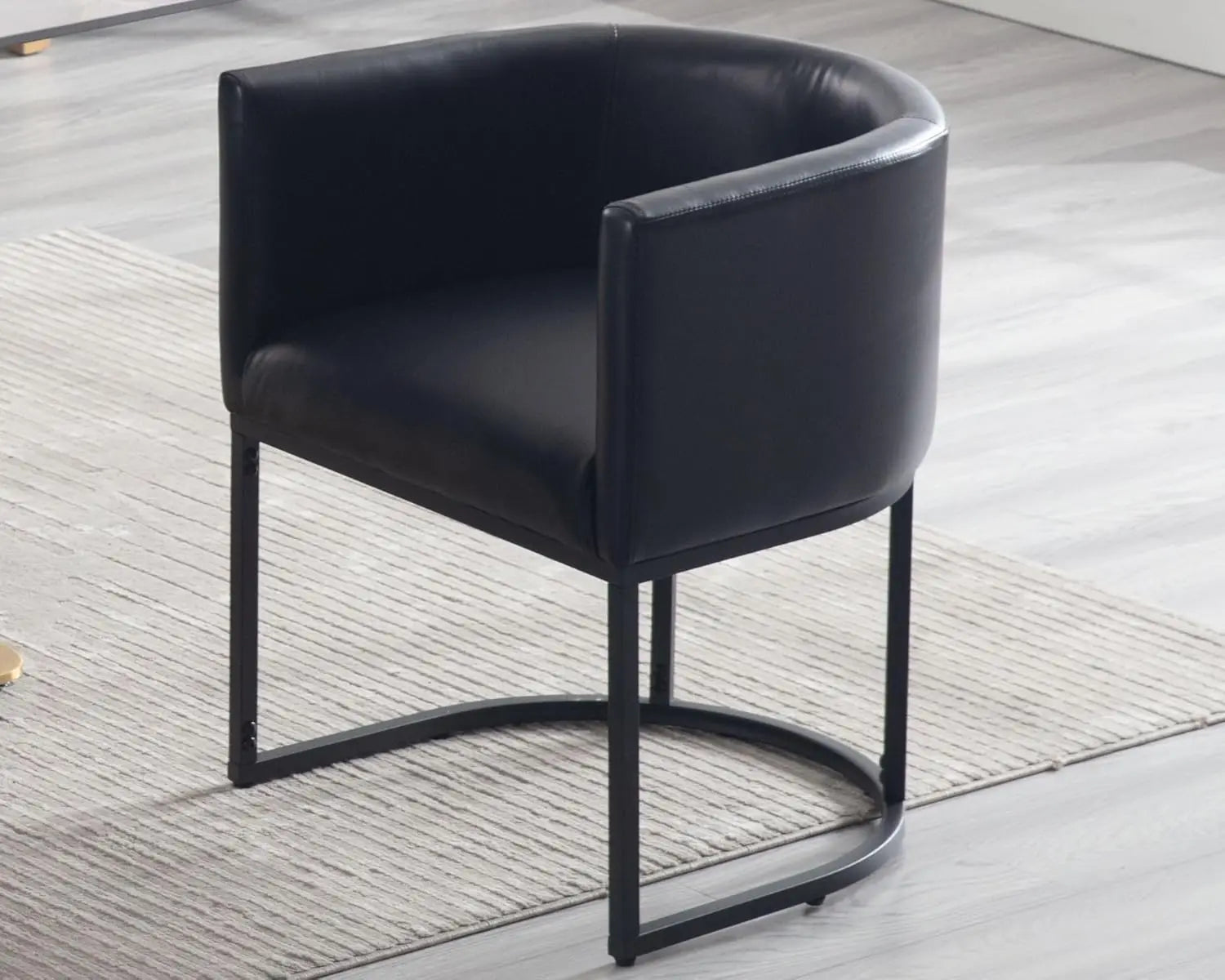 Faux Leather Upholstered Barrel Metal Frame
