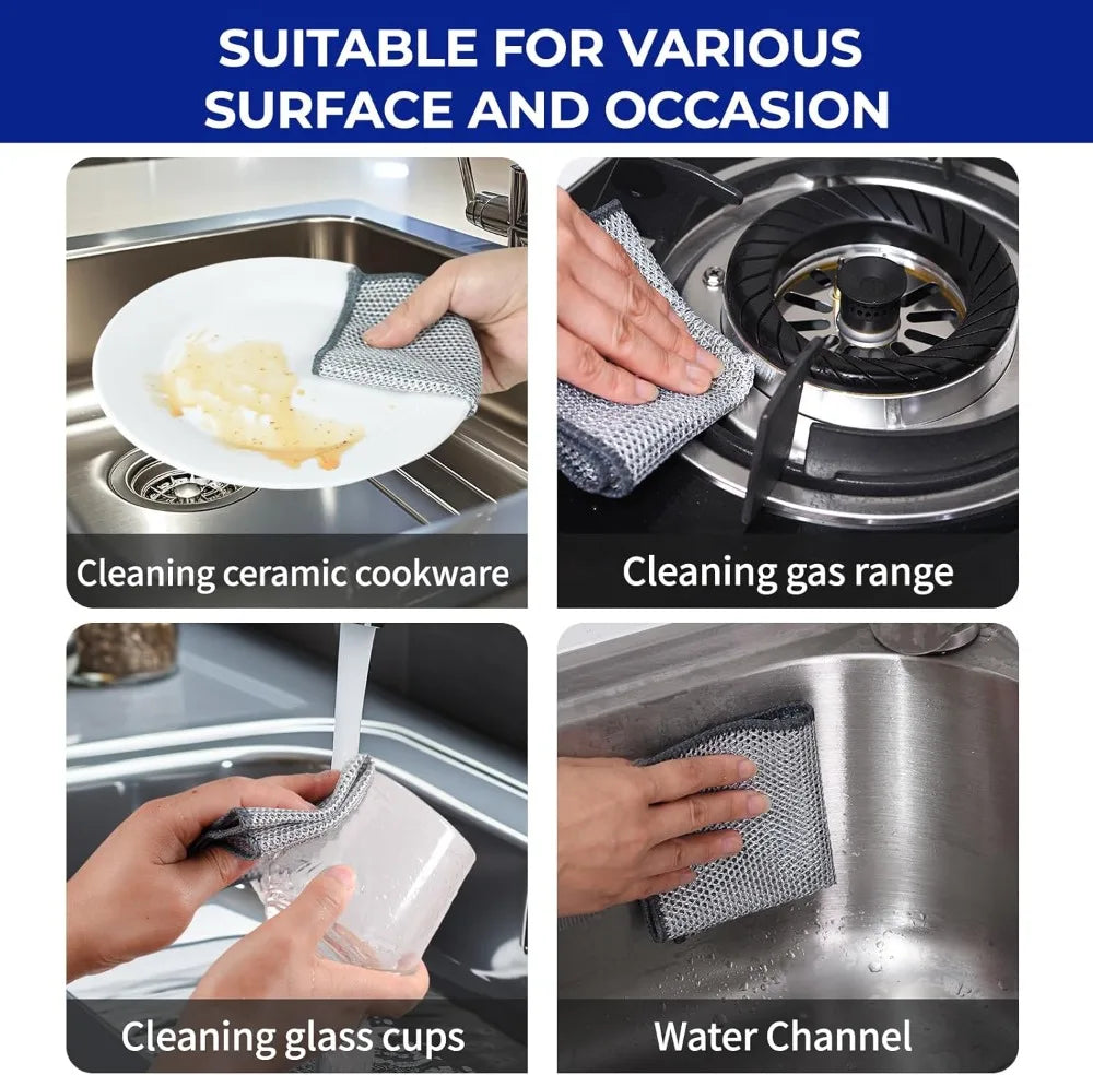12 PCS Reusable Quick-Dry Steel Wire Dishcloths