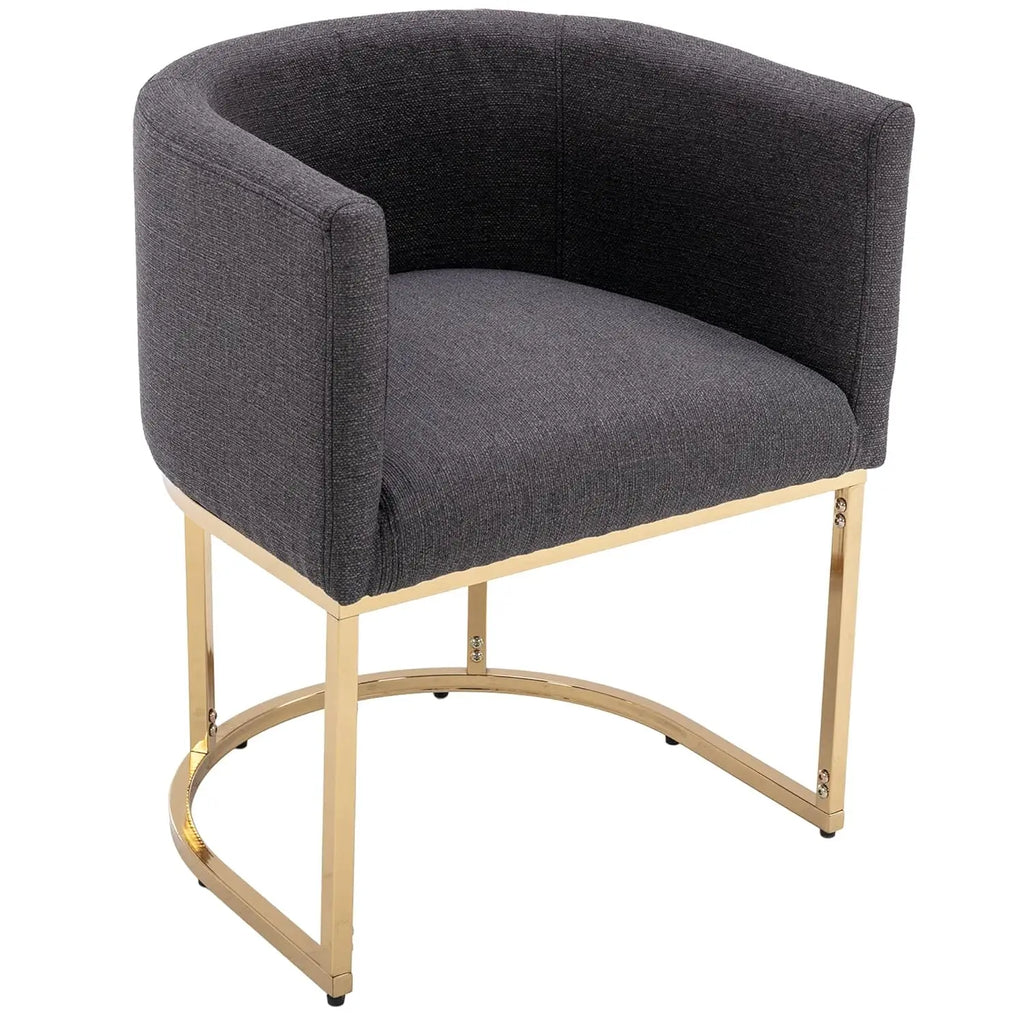 Faux Leather Upholstered Barrel Metal Frame