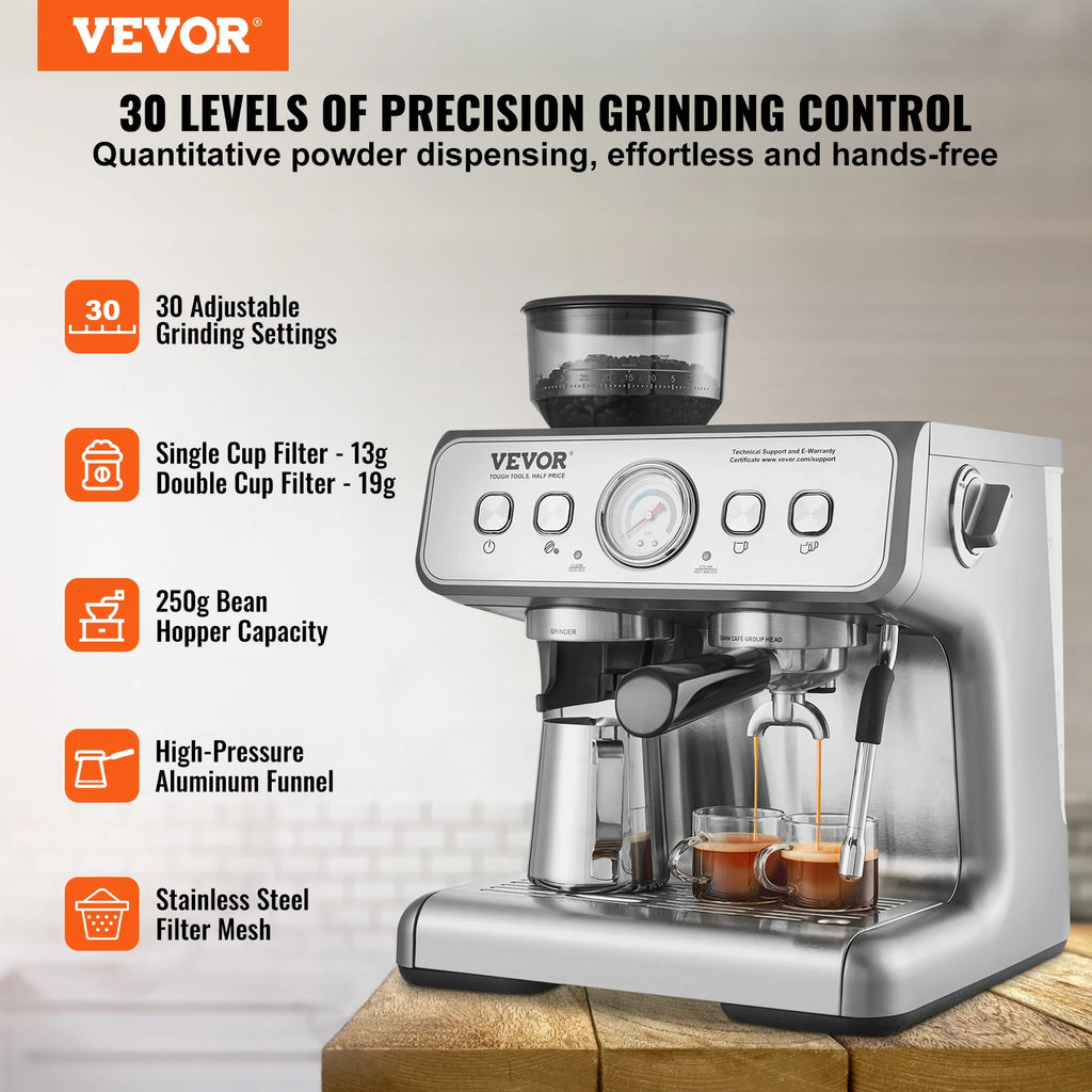 Espresso Machine W/ Grinder 15 Bar Semi-Automatic