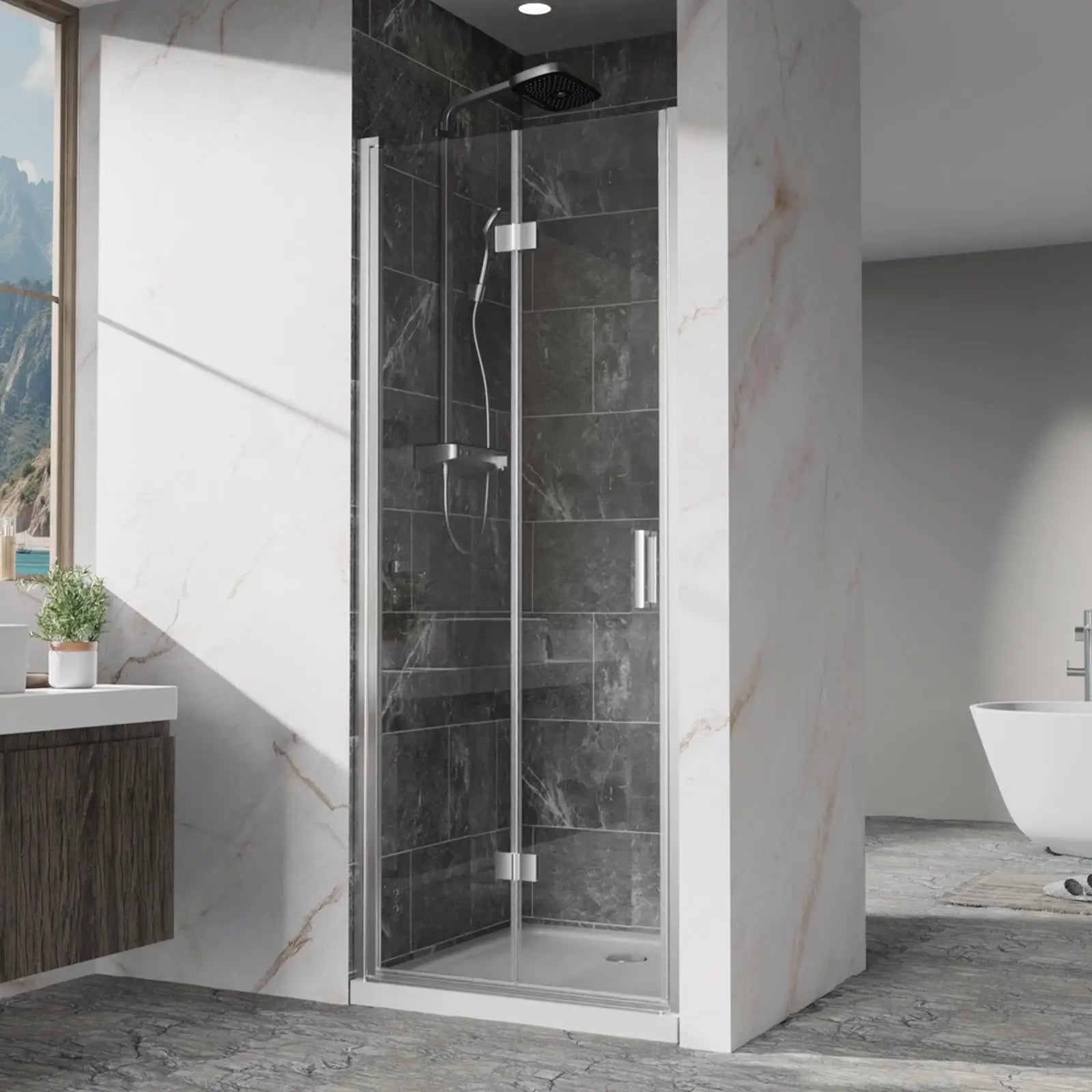 Frameless Glass Shower Door w/Chrome