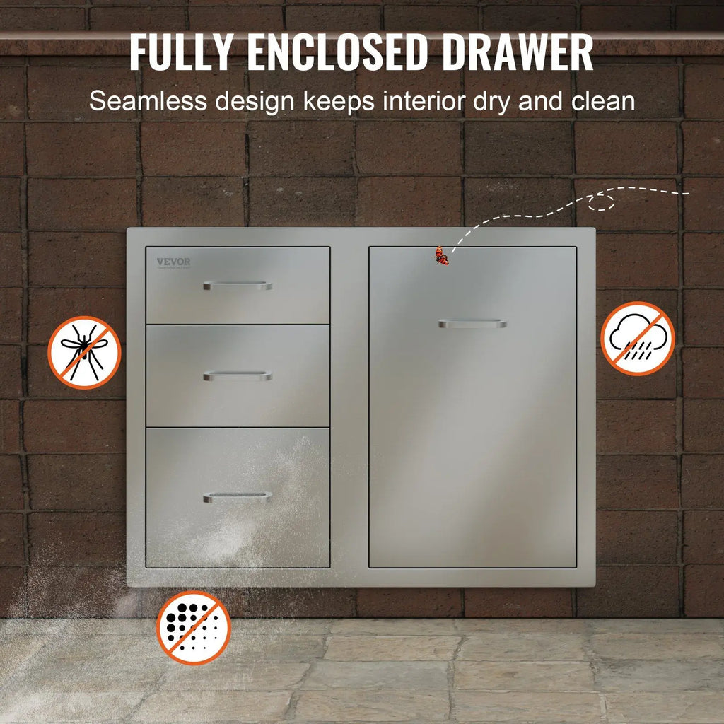29.5x22.6x21.7" Outdoor Cabinet W/Tri-Drawers Access Propane Storage