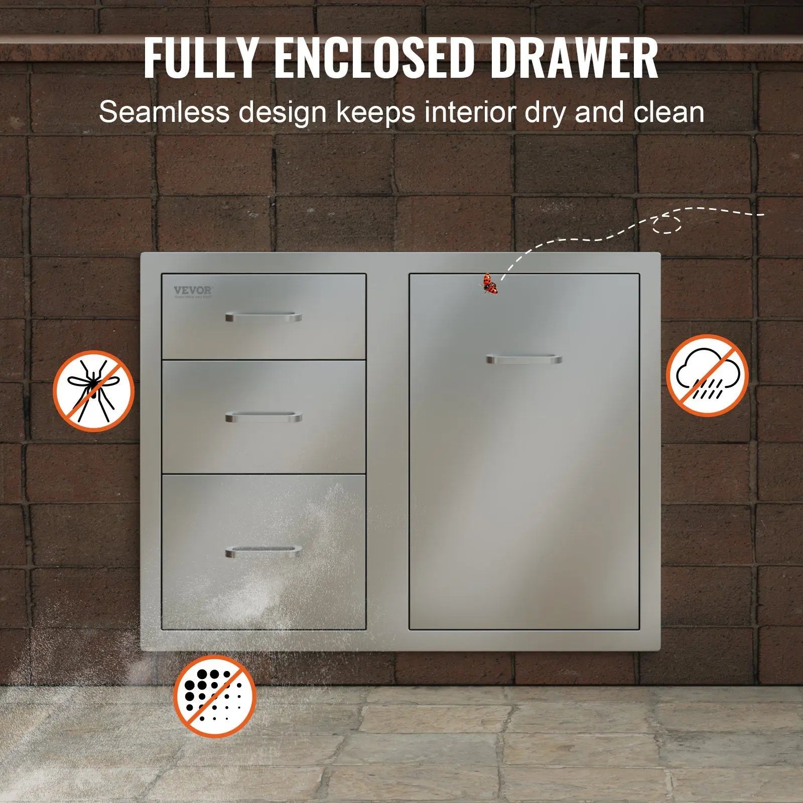 29.5x22.6x21.7" Outdoor Cabinet W/Tri-Drawers Access Propane Storage