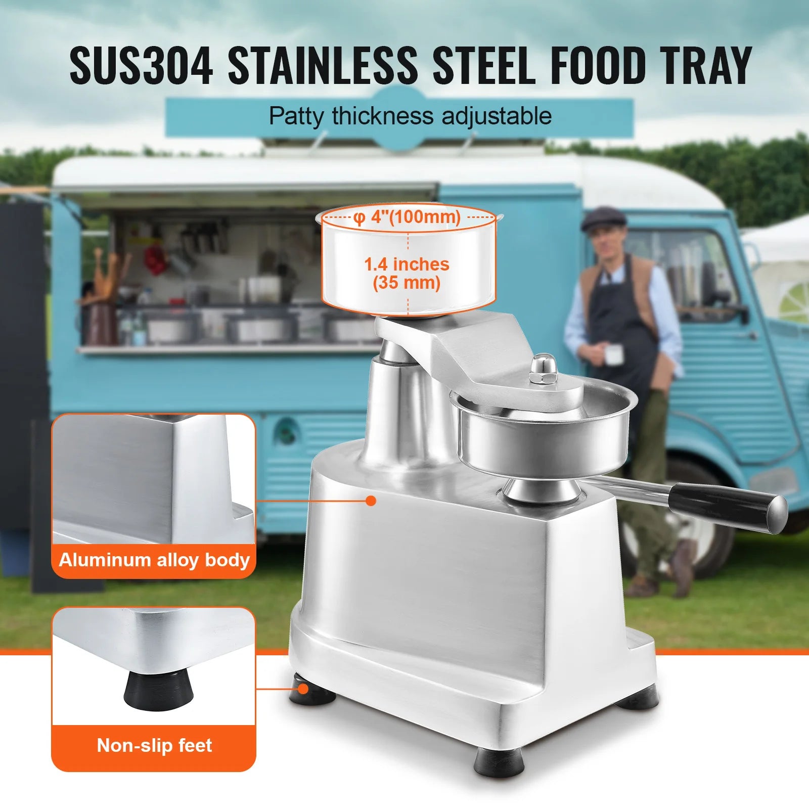 Commercial Burger Patty Maker 100mm/4in Stainless