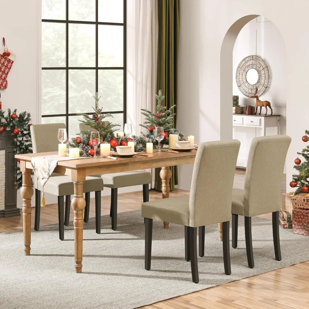 4 Fabric Upholstered Parson Chairs