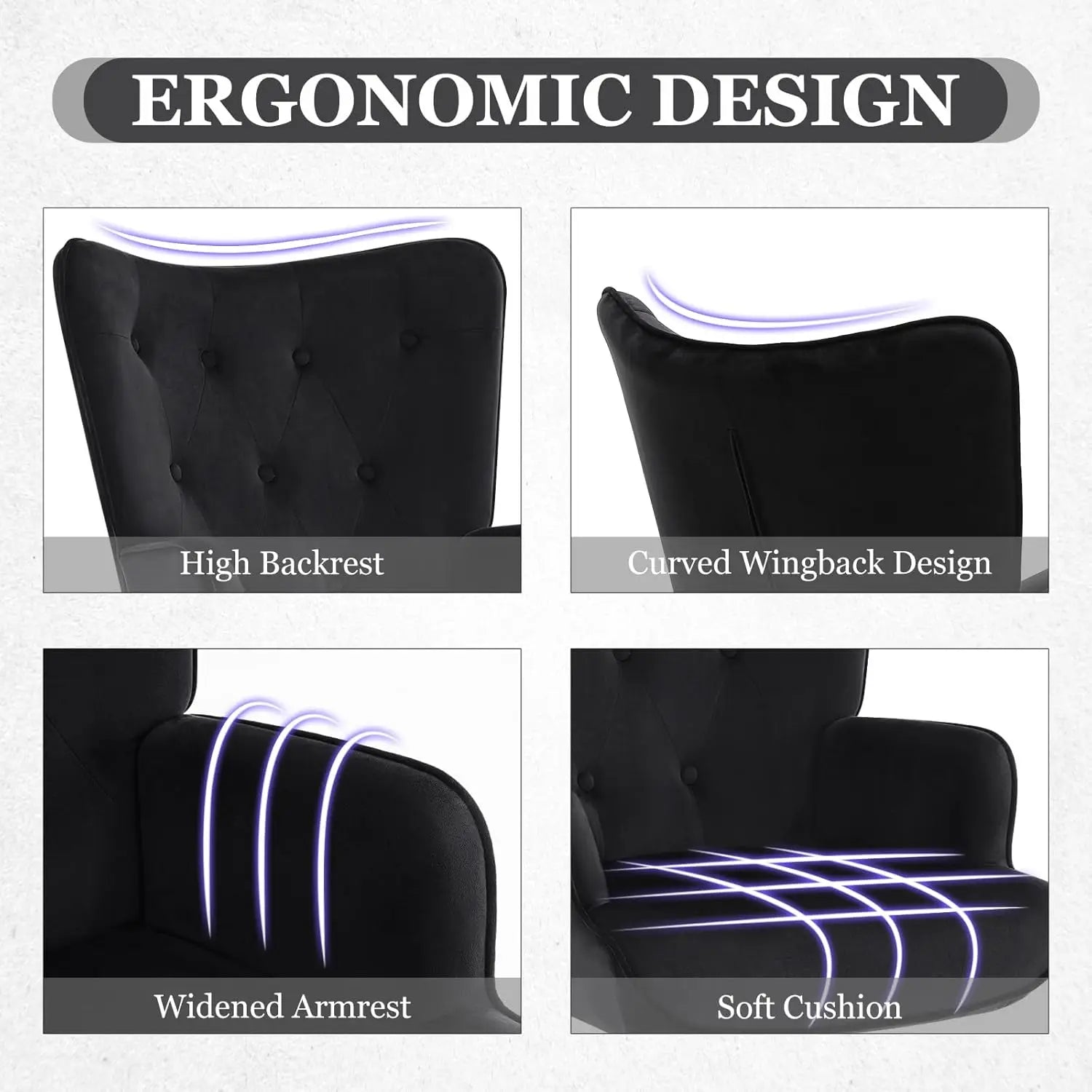 2 Black Velvet w/ High Wingback