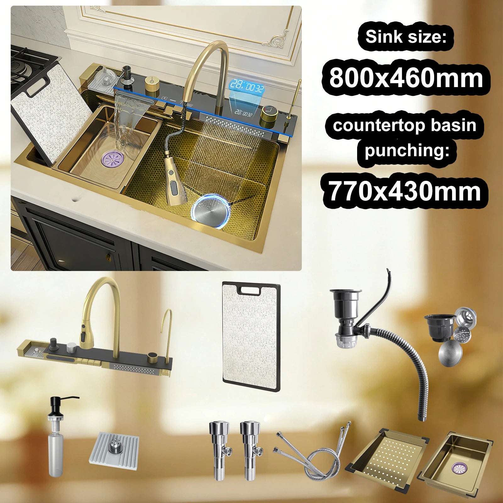 Stainless Sink Digital Display Waterfall