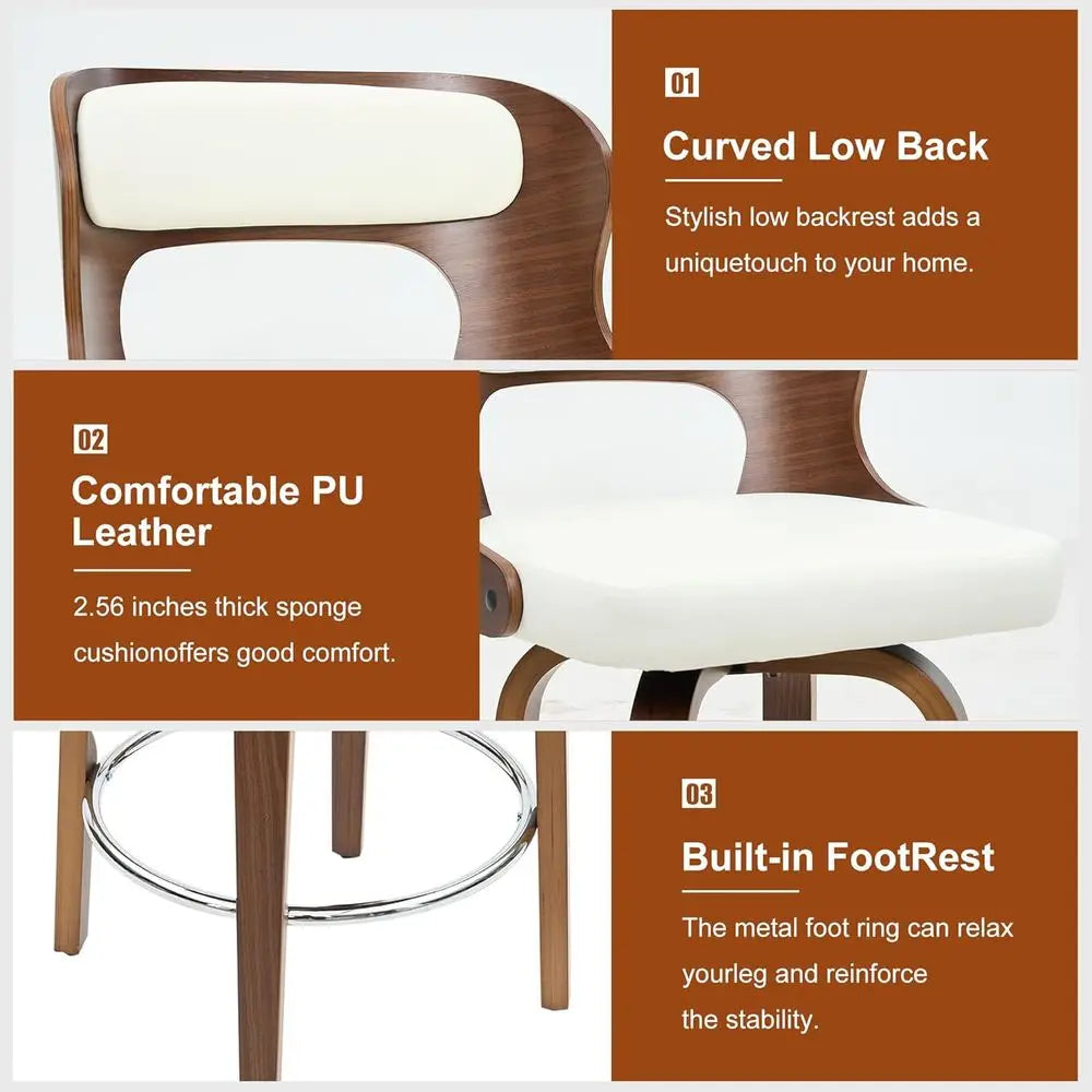 26"Barstools with Bentwood/Leather Swivel