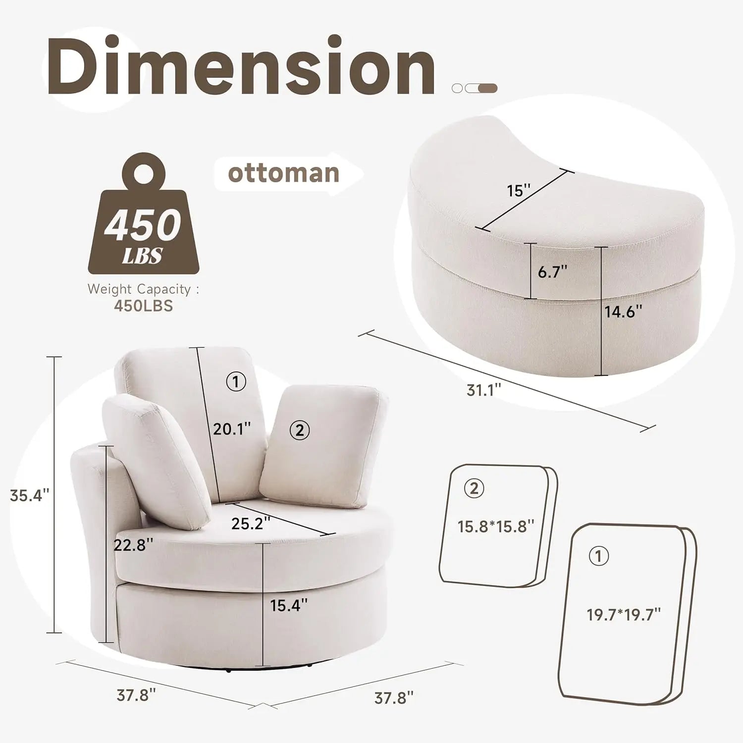 39' Swivel Accent Chair