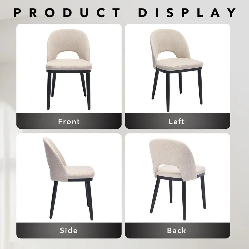 2 Upholstered Curved Backrest Wood Leg