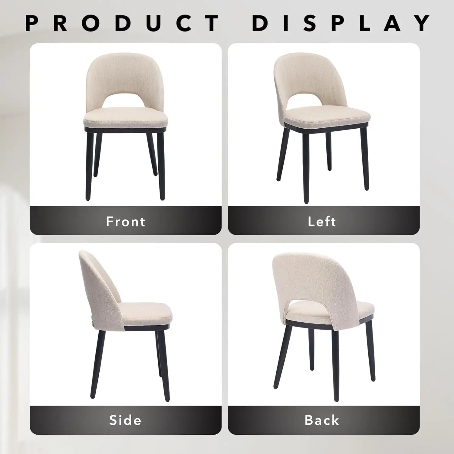 2 Upholstered Curved Backrest Wood Leg