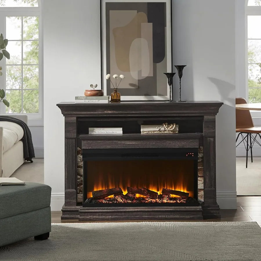 52" Electric Fireplace Mantel TV Stand 3-sided