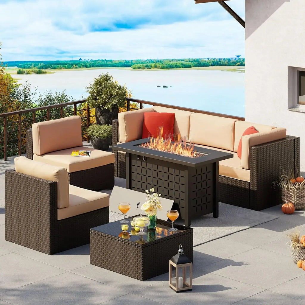 7-Piece Patio Set W/ Fire Pit