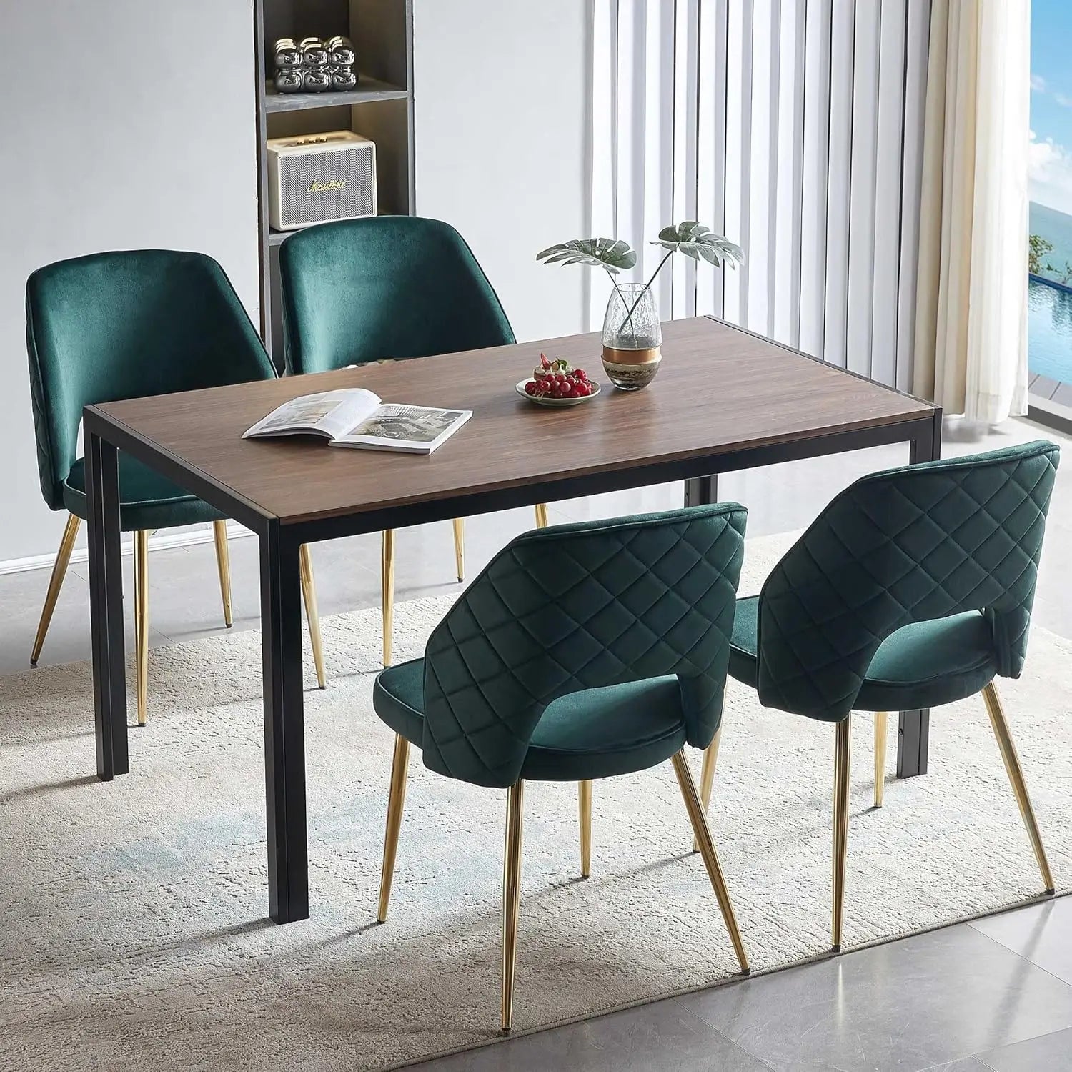 4 Modern Forest Green Velvet