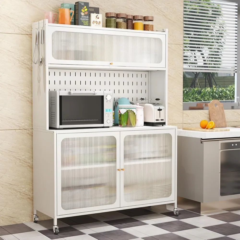66" Pantry Cabinet W Adjustable Shelf/Wheels
