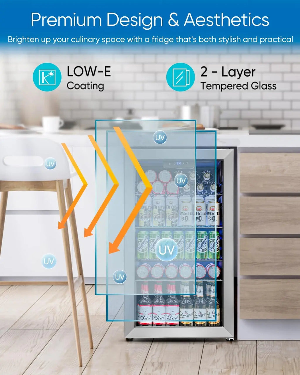 3.2 CF 126 Can Mini Fridge w/Glass Door f
