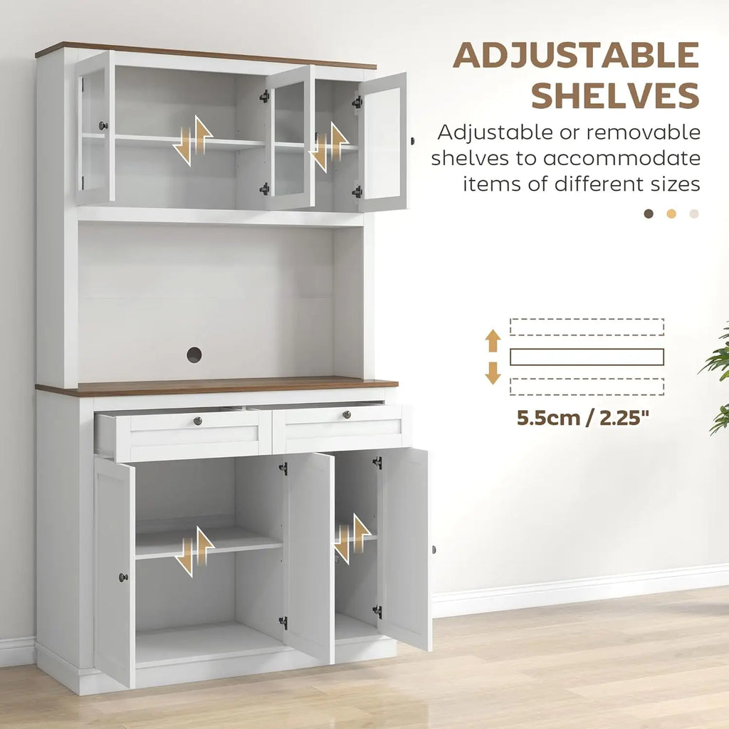 71" Kitchen Pantry Cabine, Microwave Stand, 2 Drawers